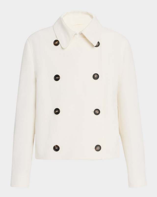 Cotton Calvary Twill Double-Breasted Pea Jacket